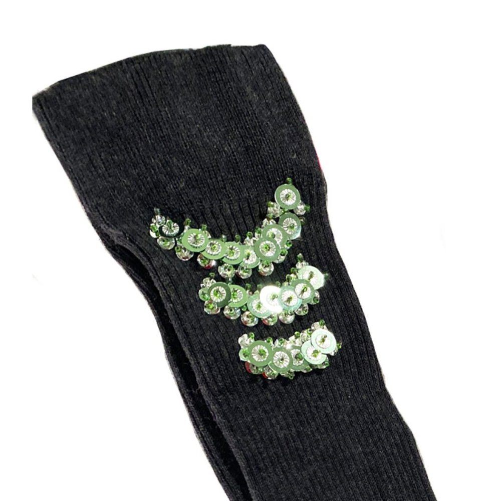 AUTHENTIC "PRADA" WOMEN'S GREY SOCKS WITH GREEN SPARKLING, IN "PRADA" GIFT BOX - Picture 4 of 9